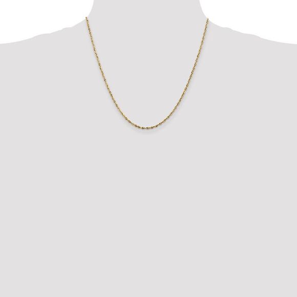 1.8mm, 10k Yellow Gold Lightweight D/C Rope Chain Necklace, 20 Inch - Picture 2 of 8